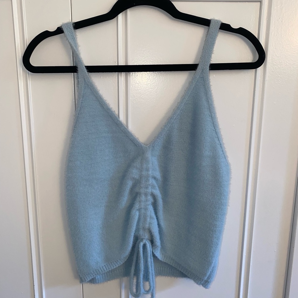 Light blue fuzzy tank